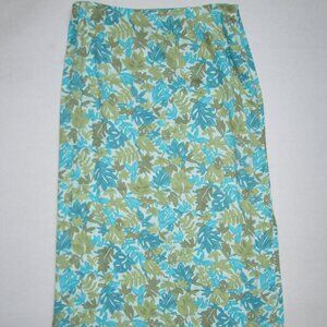 Sigrid Olsen Sport Women’s Sz 8 Skirt Green Blue Floral Rayon Maxi Long Slit